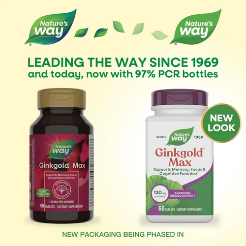 Miniatura 2 de Nature's Way Ginkgold Max Advanced Ginkgo Extracto para agudeza mental, 1 x diario de 120 mg, 60