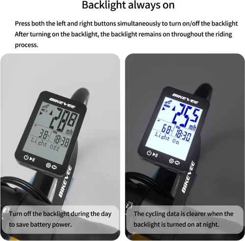 Miniatura 4 de GPS Ordenador de Bicicleta Inalámbrico con Inicio/Parada Automática y Retroiluminación Automática, Bicicleta Odómetro IPX7 Resistente al Agua MPH