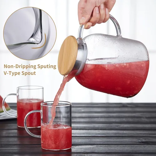 Miniatura 2 de Unbreakable - Jarra de vidrio con asa y tapa, tarro de vidrio de 68 onzas líquidas con tapa, resistente al calor, jarra de borosilicato para té
