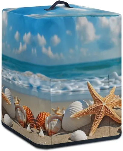 Miniatura 2 de Cubierta para freidora de aire con diseño de estrella de mar de playa, funda protectora rectangular con bolsillo y asa para olla a presión