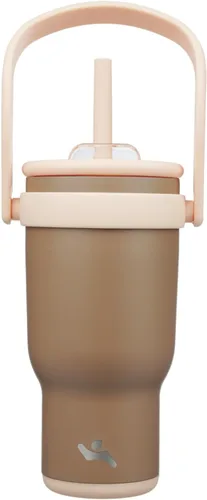 Miniatura 14 de Konokyo Vaso de 14 onzas con asa lateral, botella de agua aislada con popote y tapa 2 en 1, taza de acero inoxidable, taza de café de viaje