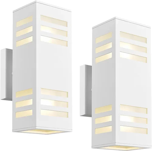 Miniatura 13 de harriet Luces de porche modernas para exteriores, cubierta de aluminio impermeable IP64 y vidrio templado, aplique de pared rectangular arriba/abajo