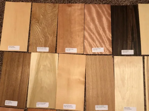 Miniatura 2 de Paquete de piezas de chapa de madera etiquetadas de 40-6" x 12" (20 pies cuadrados) de marquetería exótica y doméstica