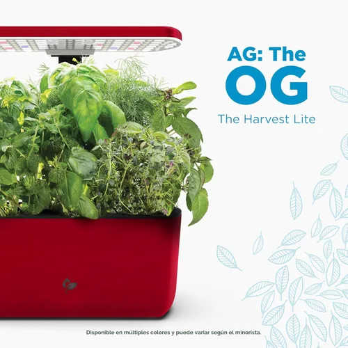 Miniatura 2 de AeroGarden Harvest Lite en color rojo cereza, jardín hidropónico interior sin tierra con luz LED de cultivo para jardinería durante todo el año