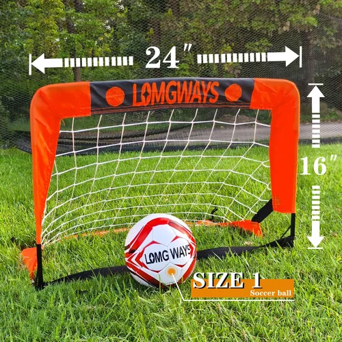 Miniatura 2 de LOMGWAYS Portería de fútbol – Red plegable para niños y jóvenes – Portería de fútbol interior + exterior con bolsa de transporte – Fácil instalación