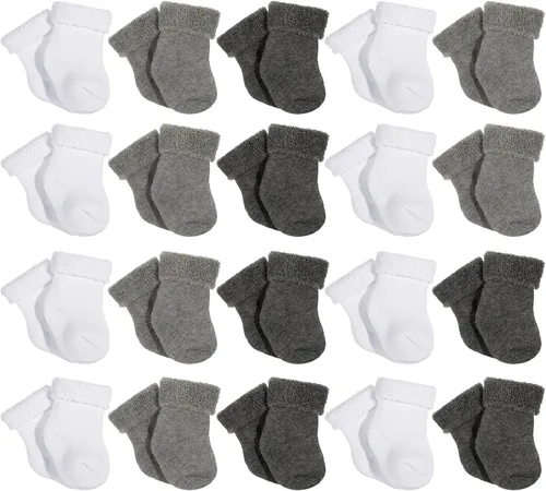 Janmercy 20 Pair Preemie Socks Baby Boy Girls Newborn Premature Terry Cotton Socks for Unisex Baby