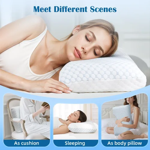 Miniatura 7 de USlixury Almohadas para dormir de lado para adultos, almohada curvada ajustable de 4 capas con soporte superior, almohada creciente para dormir