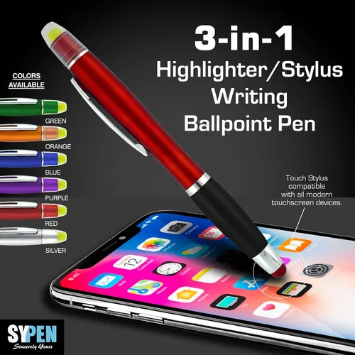 Miniatura 3 de SyPen Resaltador para Biblia con Lápiz y Puntero para Pantallas Táctiles, Combo 3 en 1, Todos los Resaltadores Amarillos, Tinta de Bolígrafo