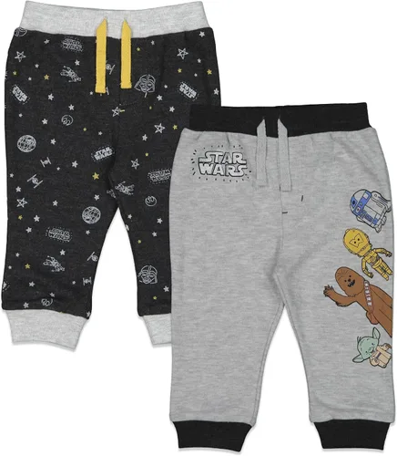 STAR WARS Darth Vader Stormtrooper C-3PO Chewbacca R2-D2 Baby Yoda - Paquete de 2 pantalones deportivos para recién nacidos a bebés