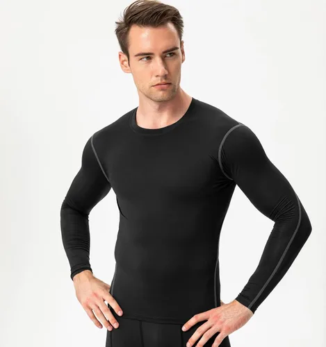 Miniatura 2 de Men's Compression Shirts Long Sleeve, Active Workout Running T-Shirt Top Cool Dry Lightweight Sports Base-Layer 3 Pack