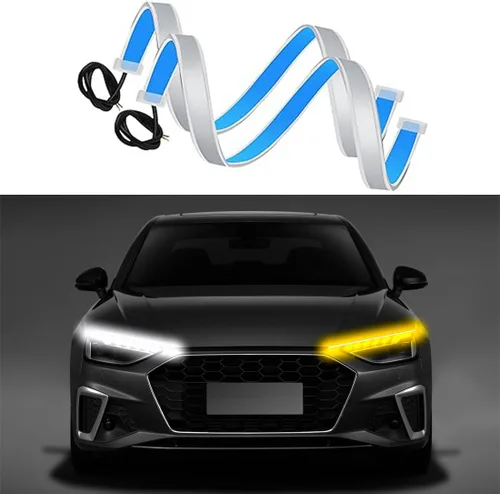 Miniatura 9 de Tira de luz LED para capó de automóvil, tira de luz diurna LED de 59 pulgadas, tira de luces LED flexibles para automóvil, luces de señal de giro
