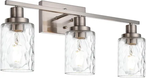 Miniatura 17 de MELUCEE Iluminación de pared interior 2 luces mate negra con vidrio martillado transparente, lámpara de pared moderna para tocador de baño