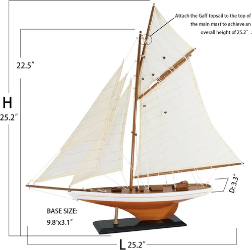 Miniatura 2 de NAUTIMALL 25 "Velero de madera modelo clásico Columbia America's Cup Ship Nautical Yate Sailboat Decor