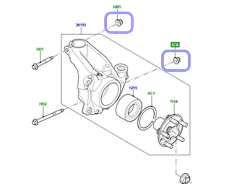 Miniatura 3 de TUERCA DE TORNO DE CUCHILLO DELANTERO ORIGINAL COMPATIBLE CON LAND ROVER RANGE ROVER EVOQUE FY112056