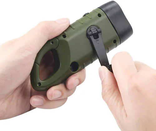 Miniatura 4 de Simpeak Paquete de 2 linternas de manivela con energía solar, linterna LED recargable de emergencia para supervivencia, luz de anilla de enganche
