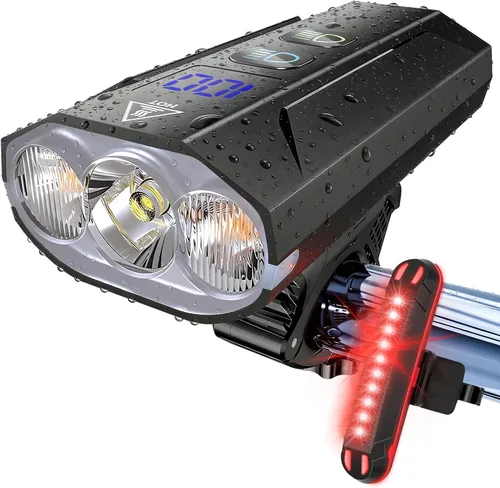 Luces de bicicleta para montar por la noche, 8000 lúmenes, luz trasera súper brillante para bicicleta, luz de bicicleta recargable de 5800 mAh con