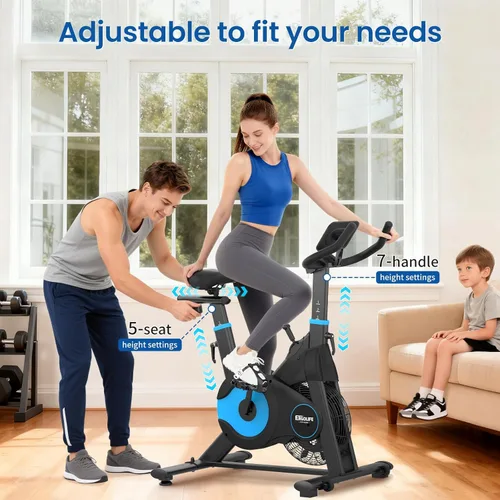 Miniatura 5 de ERGOLIFE Air - Bicicleta estática de resistencia magnética con ventilador exclusivo, aplicación App, 8 resistencias para ciclismo en interiores