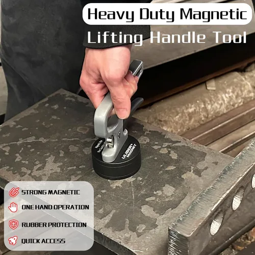 Miniatura 4 de ULIBERMAGNET Herramienta de recogida magnética fuerte, imán de elevación fuerte con liberación rápida, colector de material portátil con mango