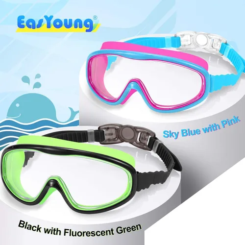 Miniatura 2 de EasYoung Paquete de 2 gafas de natación para niños, gafas de natación de visión amplia para niños de 3 a 15 años