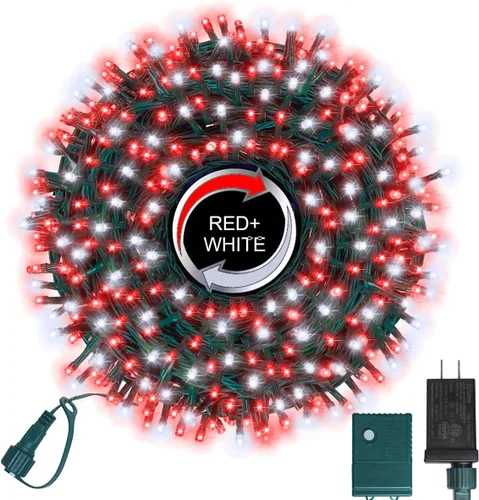 Miniatura 34 de LAMPHOME - Cadena de luces LED de 500 luces para exteriores, 46 pies, con 16 modos, luces impermeables verdes, rojas y rojas-verdes agrupadas