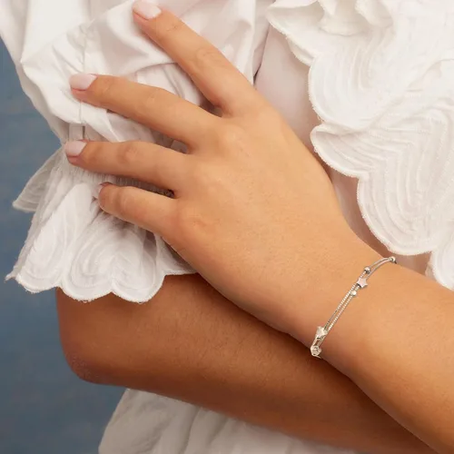 Miniatura 3 de LINGBG JEWELRY Pulseras en capas de plata de ley 925, pulseras de amor con corazón, pulseras de estrellas para mujer, pulseras de doble hebra