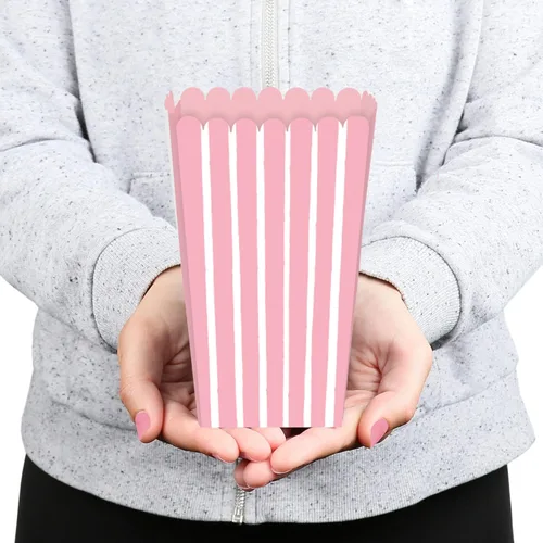 Miniatura 5 de Big Dot of Happiness Pink Stripes - Cajas de palomitas de maíz simples para recuerdos de fiesta, juego de 12 Rosado