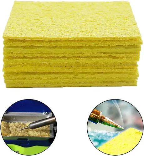 Miniatura 6 de Reemplazo de esponja de limpieza de soldador, almohadillas limpias, rectángulo, amarillo, 2.008 in x 1.378 in, paquete de 10