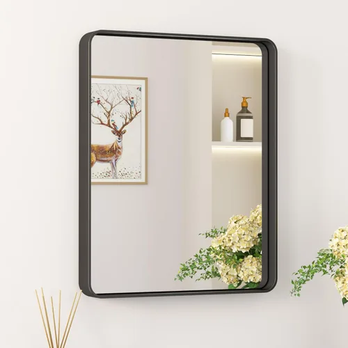 Miniatura 62 de Keonjinn Espejos de baño negros para sobre el fregadero, espejos cuadrados grandes de 36 x 36 pulgadas para pared, espejo rectangular redondeado