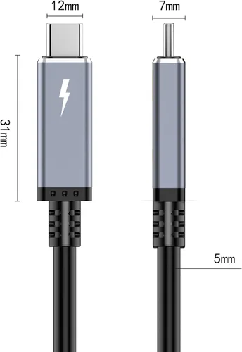 Miniatura 4 de TREBLEET Cable USB4 de 40 Gbps de 8.2 pies (8.2 ft) compatible con Thunderbolt 5, Thunderbolt 4 y 3,100W, 5K @60Hz, compatible con hub Thunderbolt 3