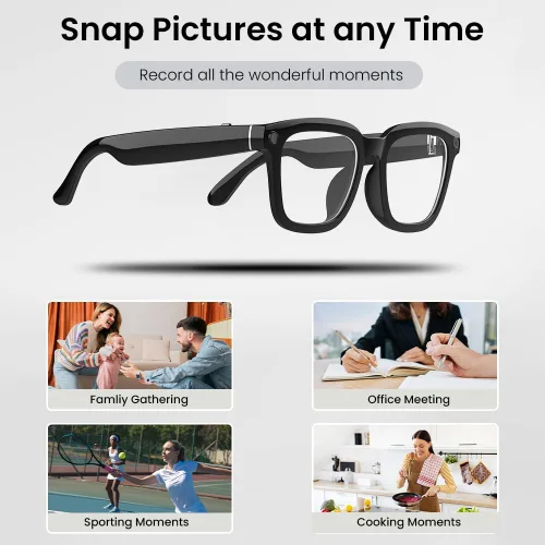Miniatura 7 de Al Smart Glasses, cámara HD 1080p con funciones de música y llamadas, gafas inteligentes Ai con Bluetooth para grabación de video remota, control
