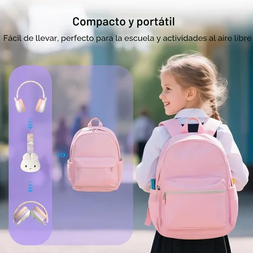 Miniatura 3 de Auriculares Bluetooth para niños, límite de volumen de 85 dB, ultra suaves sobre la oreja, micrófono incorporado, plegables, diseño de animales