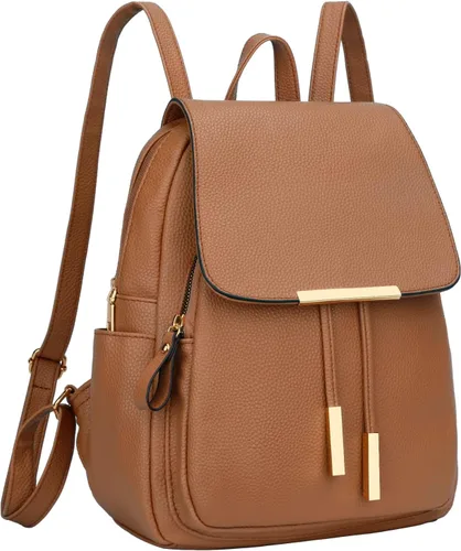 Miniatura 23 de KKXIU - Mochila de cuero de moda para mujeres y damas, bolsa de viaje y para el día, con correa para los hombros, A-Negro, Mediana, Mochila
