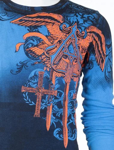 Miniatura 6 de Archaic by Affliction - Camisa térmica de manga larga para hombre, Azul
