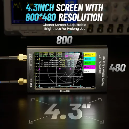Miniatura 3 de Versión mejorada del analizador de red vectorial NanoVNA-F V2 50kHz-3000MHz HF VHF UHF VNA, analizador de antena con pantalla de 4.3 pulgadas