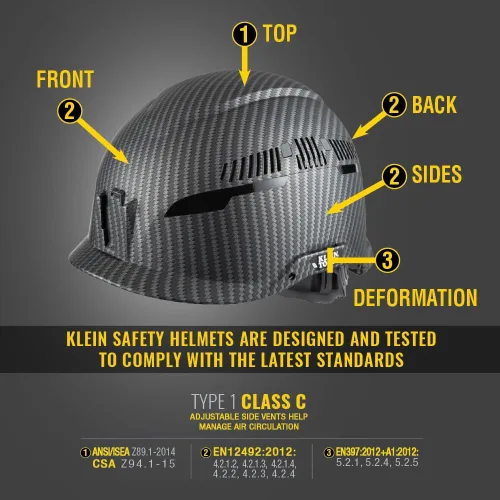 Miniatura 2 de Klein Tools Safety Helmet, Vented Class C Safety Hard Hat, Removable Chin Strap, Adjustable Vents