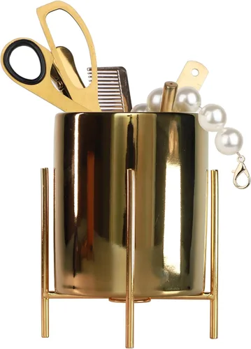 Miniatura 7 de Planet Pencil Cup Sturdy Metal Frame with White Ceramic Pen Holder For Desks and kitchen Appliance Holders