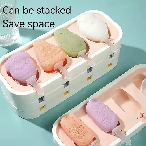 Miniatura 4 de Juego de 3 moldes para paletas, 4 piezas, moldes para hacer helados, accesorios de cocina congelados, fácil liberación, leche materna, reutilizable