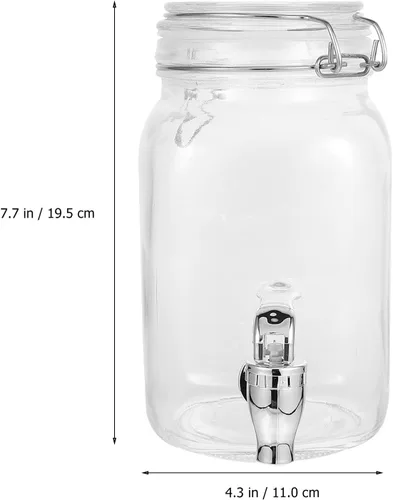 Miniatura 3 de Hemoton Dispensador de vidrio Frasco dispensador de bebidas Tarro de vidrio con grifo de fiesta de jugo de bebida con grifo grifo