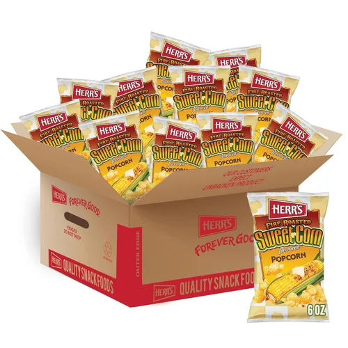 Miniatura 10 de Herr's Palomitas de maíz, sabor a maíz dulce tostado al fuego, 0.875 onzas (paquete de 24 bolsas) - Palomitas de maíz con sabor a maíz dulce