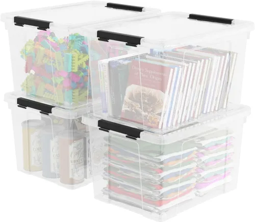 Miniatura 12 de Contenedores pequeños de 6 cuartos de galón con tapas, caja de almacenamiento de plástico transparente con asa, 6 paquetes