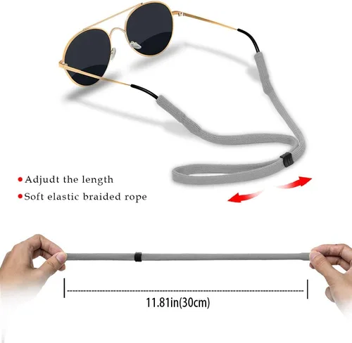 Miniatura 3 de Correa para lentes de sol (paquete de 6) Correa para gafas deportivas, correas para gafas para hombres, soporte para gafas/cordón para mujeres Negro