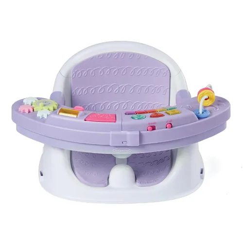 Infantino Asiento y elevador de descubrimiento 3 en 1, con música y luces, asiento elevador para niños pequeños para mesa de comedor o silla de