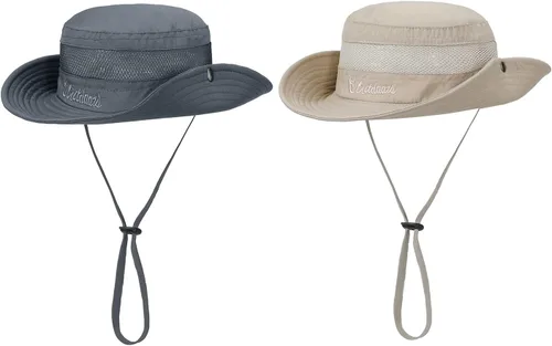 Miniatura 7 de Sombrero de sol para niños con protección solar UPF 50+, sombrero de pescador para niños y niñas, ala ancha, verano, playa, pesca, safari, sombrero