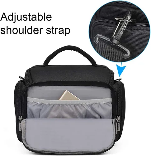 Miniatura 3 de CADeN Bolsa bandolera cruzada para cámara compatible con cámaras Nikon, Canon, Sony SLR/DSLR sin espejo y lentes a prueba de agua (1.0 M, negro)