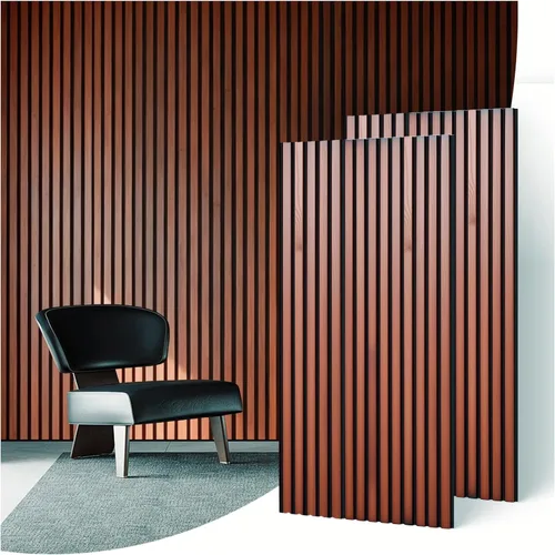 NAVREX 2 paneles acústicos de listones de madera maciza para pared y techo, panel de pared acanalado 3D resistente al fuego que absorbe el sonido en