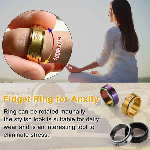 Miniatura 5 de U7 Rhinestone Eye of Horus Ring, Ankh Cross Rng, Stainless SteelBlack18K Gold Plated Egypt Rings, Protection Rings for Men Women Size 7-14