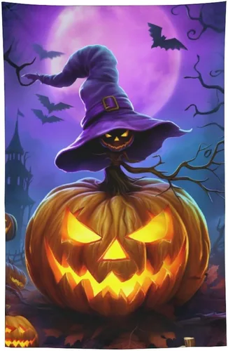 Miniatura 9 de josnmre Tapiz morado con diseño de murciélago y fantasía, fantasma, para colgar en la pared, divertido tapiz de pared de calabaza para dormitorio