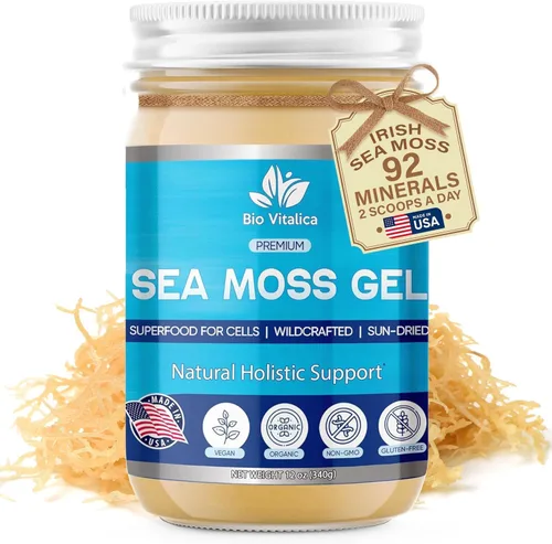Miniatura 5 de BioVitalica - Gel orgánico de musgo marino irlandés de 12 onzas, fabricado en Estados Unidos, Dr.Sebi Wildcrafted Seamoss - Superalimento vegano