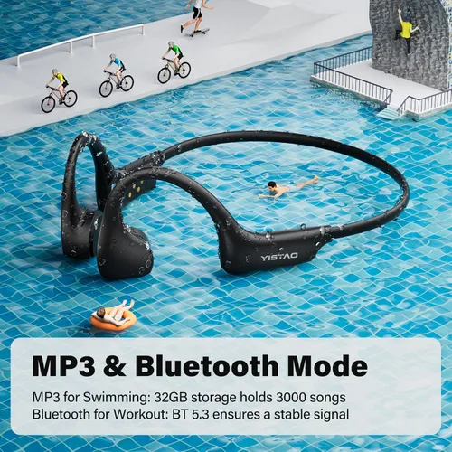 Miniatura 5 de Auriculares de Conducción Ósea, Auriculares de Oído Abierto Auriculares Inalámbricos, MP3 de 32 GB, 8 Horas de Reproducción, Bluetooth 5.3