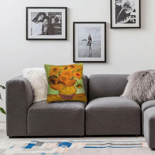 Miniatura 6 de Fundas de almohada de Van Gogh con diseño de girasoles en jarrón de 18 x 18 pulgadas, funda de almohada para sofá, cama, decoración del hogar 13